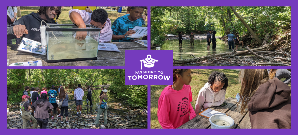 graphic shows 4 photos from a student field trip to a nature reserve.